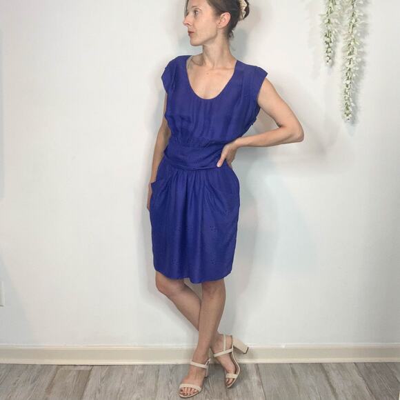 REBECCA TAYLOR textured silk sheath dress 90s y2k millennial 2384 - Picture 11 of 11